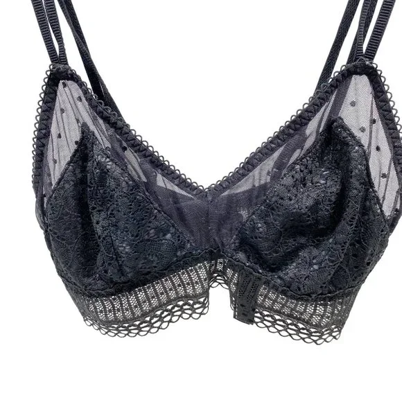 Victoria's Secret Black Lace Triangle Bralette S - Picture 3 of 8